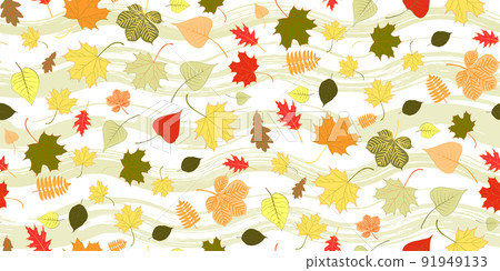 Seamless pattern with colorful autumn leaves 91949133