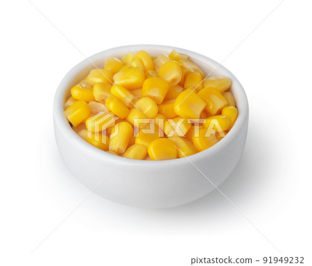 Canned sweet corn in ceramic bowl 91949232