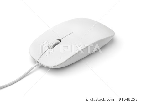 White flat wired computer mouse White flat wired computer mouse 91949253