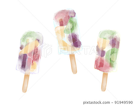 水果冰棒的插圖 91949590