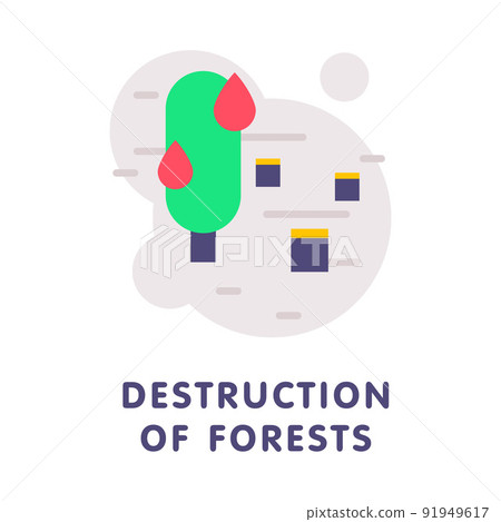Forest Destruction with Tree in Flame and Stump After Deforestation Vector Illustration Forest Destruction with Tree in Flame and Stump After Deforestation Vector Illustration 91949617