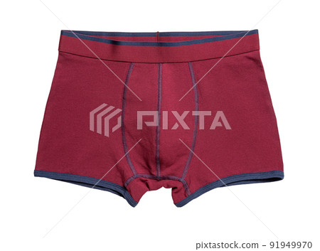 Men red boxers cutout. Male tight underwear of cotton with elastane isolated on a white background. 91949970