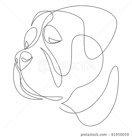 Continuous line Bullmastiff. Single line minimal style dog vector illustration. Portrait Continuous line Bullmastiff. Single line minimal style dog vector illustration. Portrait 91950059