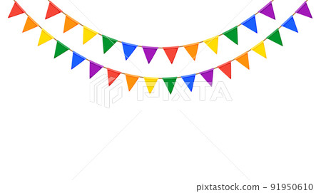 LGBT garland. Rainbow color pennants chain. Party bunting decoration. Triangle celebration flags for pride decor. Footer and banner background LGBT garland. Rainbow color pennants chain. Party bunting decoration. Triangle celebration flags for pride decor. Footer and banner background 91950610