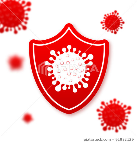 Virus protection. Virus germs. Security shield. Immune system. People vaccination. Vector illustration. 91952129