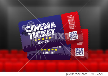Cinema ticket Card. Music, movie festival. Vector illustration. 91952219