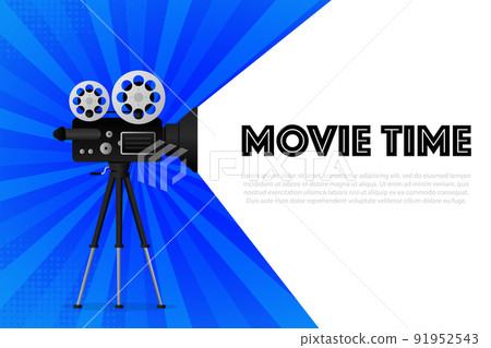 Movie projector, Retro cinema. Cinematography festival. Movie time. Vector illustration. Movie projector, Retro cinema. Cinematography festival. Movie time. Vector illustration. 91952543