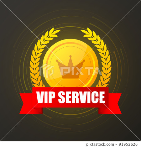 Golden symbol of exclusivity, the label VIP... - Stock Illustration ...