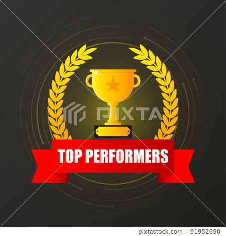 Top performance trophy in flat style. Flat vector illustration. Winner certificate Top performance trophy in flat style. Flat vector illustration. Winner certificate 91952690
