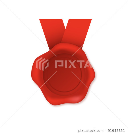 Red Wax Seal candle stamp. Blank waxy emboss. Red Wax Seal candle stamp. Blank waxy emboss. 91952831