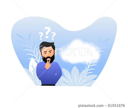 Question mark on face represent about person. Guess flat man Question mark on face represent about person. Guess flat man 91952876