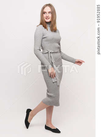 Beautiful Woman In A Summer Dress On White Background 91952885