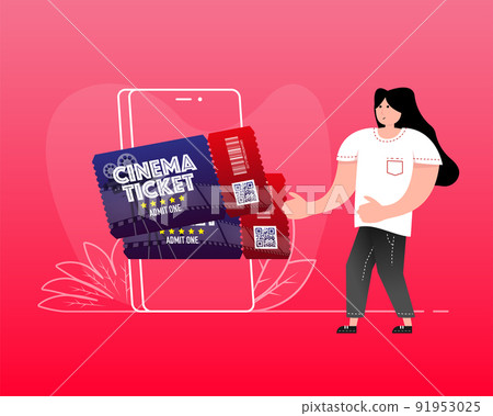Cinema ticket Card. Music, movie festival. Vector illustration. 91953025