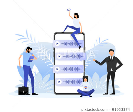 Voice messages bubbles, Message notification. Messengers and social media. Vector illustration. 91953374