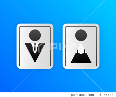 WC door plate symbol. Men, women restroom. Vector illustration. 91953472