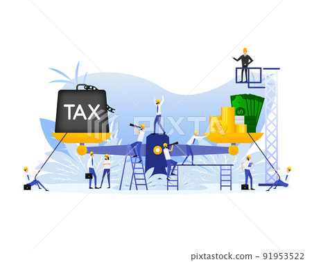 Tax scale in flat style. Business concept. Accounting concept. Isometric business concept 91953522