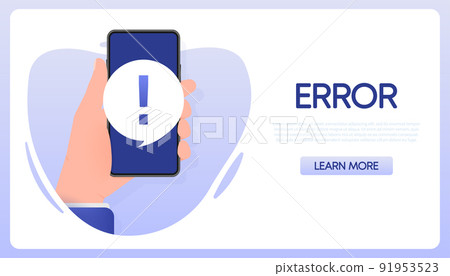 Error smartphone vector icon. Message notification icon. Vector illustration. Error smartphone vector icon. Message notification icon. Vector illustration. 91953523