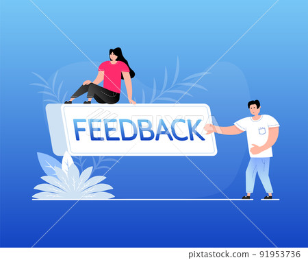 Icon with feedback flat button with people marketing design. Social media element. White background. Vector illustration Icon with feedback flat button with people marketing design. Social media element. White background. Vector illustration 91953736