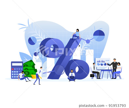 Percent sign with flat style people. Vector illustration Percent sign with flat style people. Vector illustration 91953793