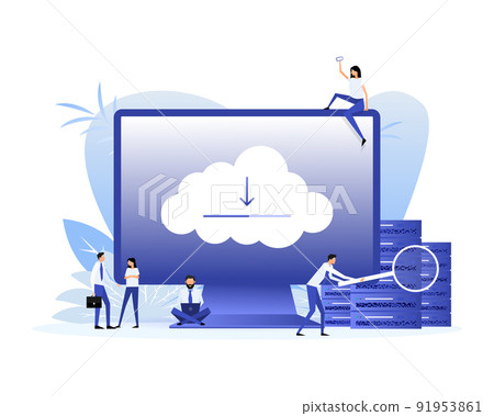 Icon with cloud download people. File management. Vector illustration digital design 91953861