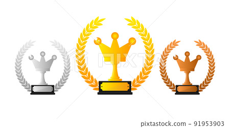 Gold, Silver and Bronze medal, Champion and winner awards - 1st, 2nd and 3rd place awards set. Gold, Silver and Bronze medal, Champion and winner awards - 1st, 2nd and 3rd place awards set. 91953903
