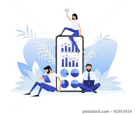 Data analysis concept people. 3d vector icon. Financial audit. Chart concept 91953914