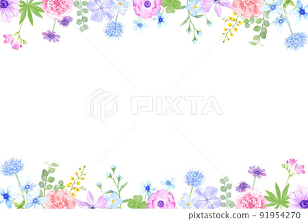 水彩明信片大小比例畫的優雅植物上下框 水彩明信片大小比例畫的優雅植物上下框 91954270