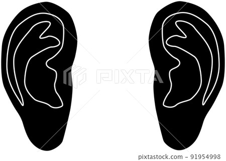 左右耳剪影素材 91954998