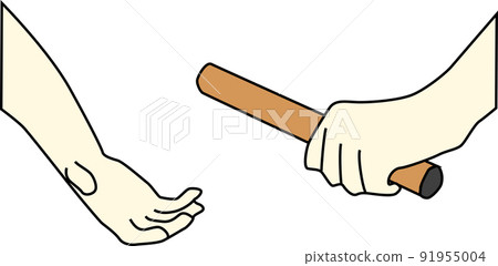 Illustration of the hand of the person passing the baton 91955004