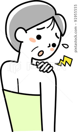 一位肩部僵硬的老年婦女的上身 一位肩部僵硬的老年婦女的上身 91955555