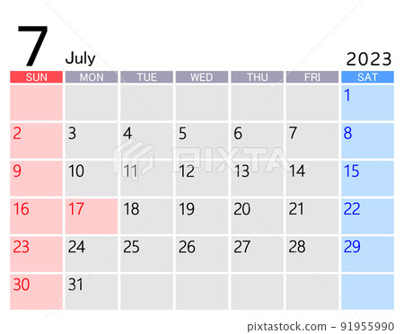 July 2023 calendar - Stock Illustration [91955990] - PIXTA
