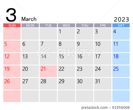 2023 年 3 月日曆 2023 年 3 月日曆 91956006