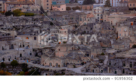 City of Matera Italy at sunset 91956302