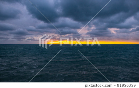 Amazing evening shot over the Mediterranian sea Amazing evening shot over the Mediterranian sea 91956359