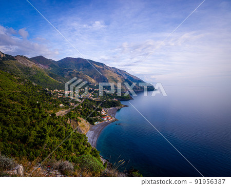 Beautiful Italian west coast in the bay of Sapri in Italy Beautiful Italian west coast in the bay of Sapri in Italy 91956387