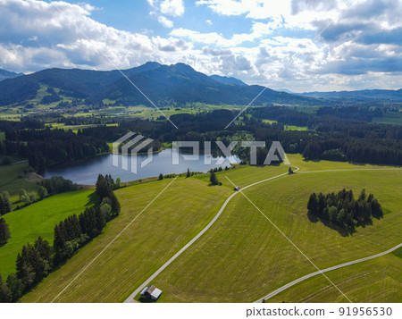 Typical Bavarian landscape in the German Alps - Allgau district 91956530