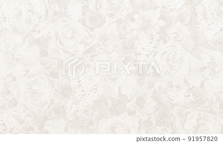 Sepia flower relief (roses, carnations, hydrangeas) 91957820