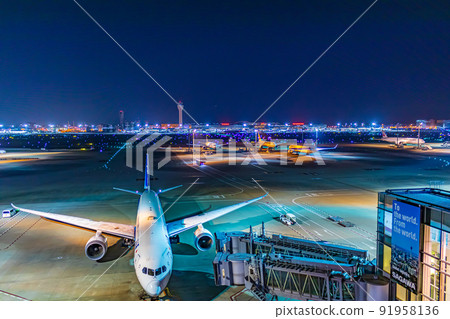 [東京街景]羽田機場周邊城市夜景（3號航站樓） 91958136