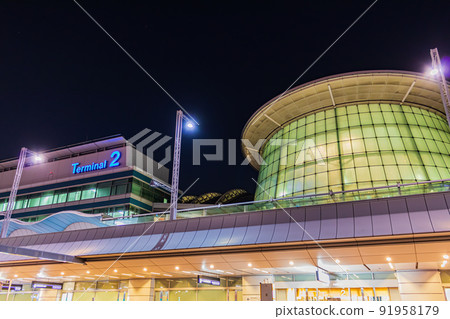[Tokyo cityscape] Night view of the city around Haneda Airport (Terminal 2) 91958179