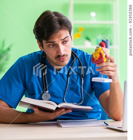 Doctor student explaining heart problems Doctor student explaining heart problems 91958366