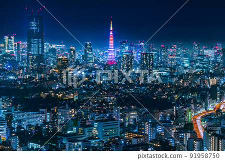 【東京都市風景】東京市中心夜景 91958750