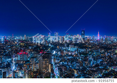 【東京都市風景】東京市中心夜景 【東京都市風景】東京市中心夜景 91958755