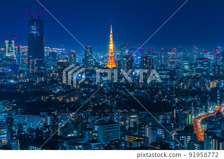 【東京都市風景】東京市中心夜景 91958772