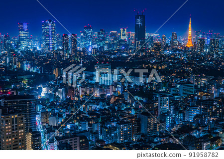 【東京都市風景】東京市中心夜景 【東京都市風景】東京市中心夜景 91958782