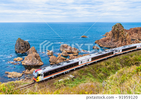 Aomori Prefecture Gono Line (Fukaura-Hiroto) - Stock Photo
