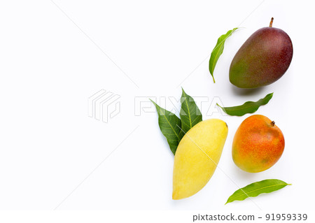 Mango on white background. Top view Mango on white background. Top view 91959339