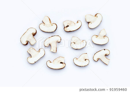 Fresh shiitake mushrooms on white 91959460