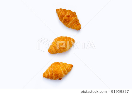 Tasty croissants on white background. 91959857