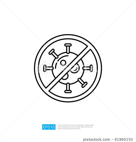 Forbidden sign with virus particle icon 91960150
