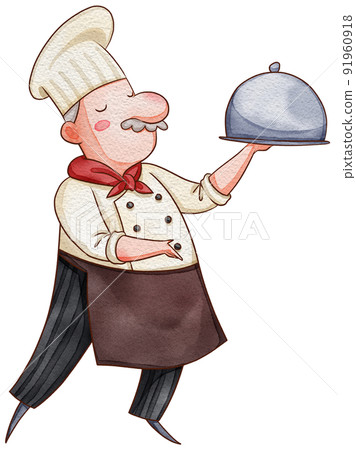 Chef day character and kitchen decor watercolor icon png Chef day character and kitchen decor watercolor icon png 91960918